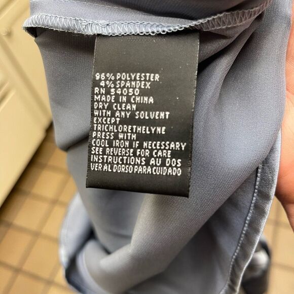 Kasper Charcoal Blazer Trousers Silver Satin Blouse Pantsuit Size 4P Office EUC - Picture 11 of 14